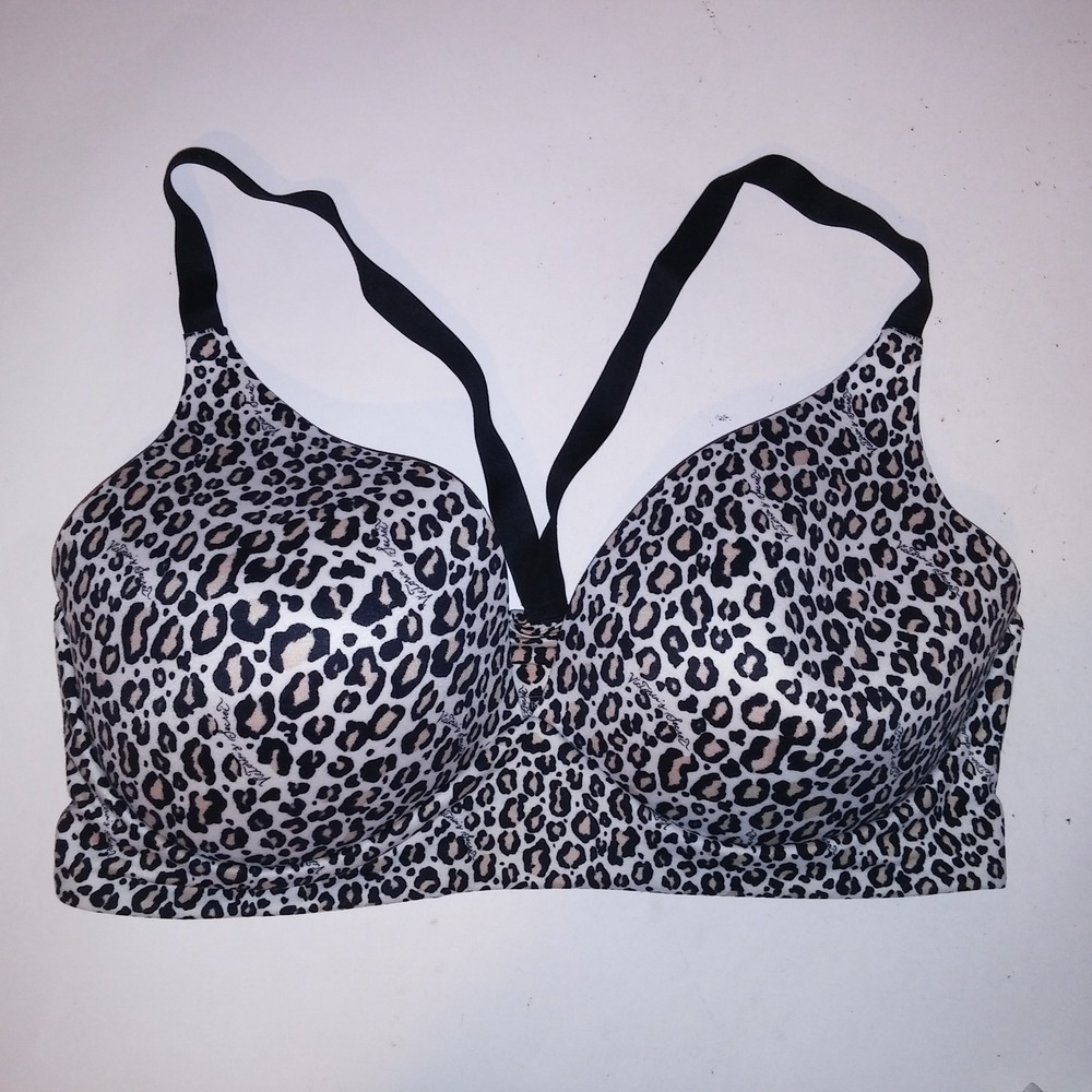 Victoria Secret Bra 36DD Lightly Lined Plunge Animal Print Leopard Racerback